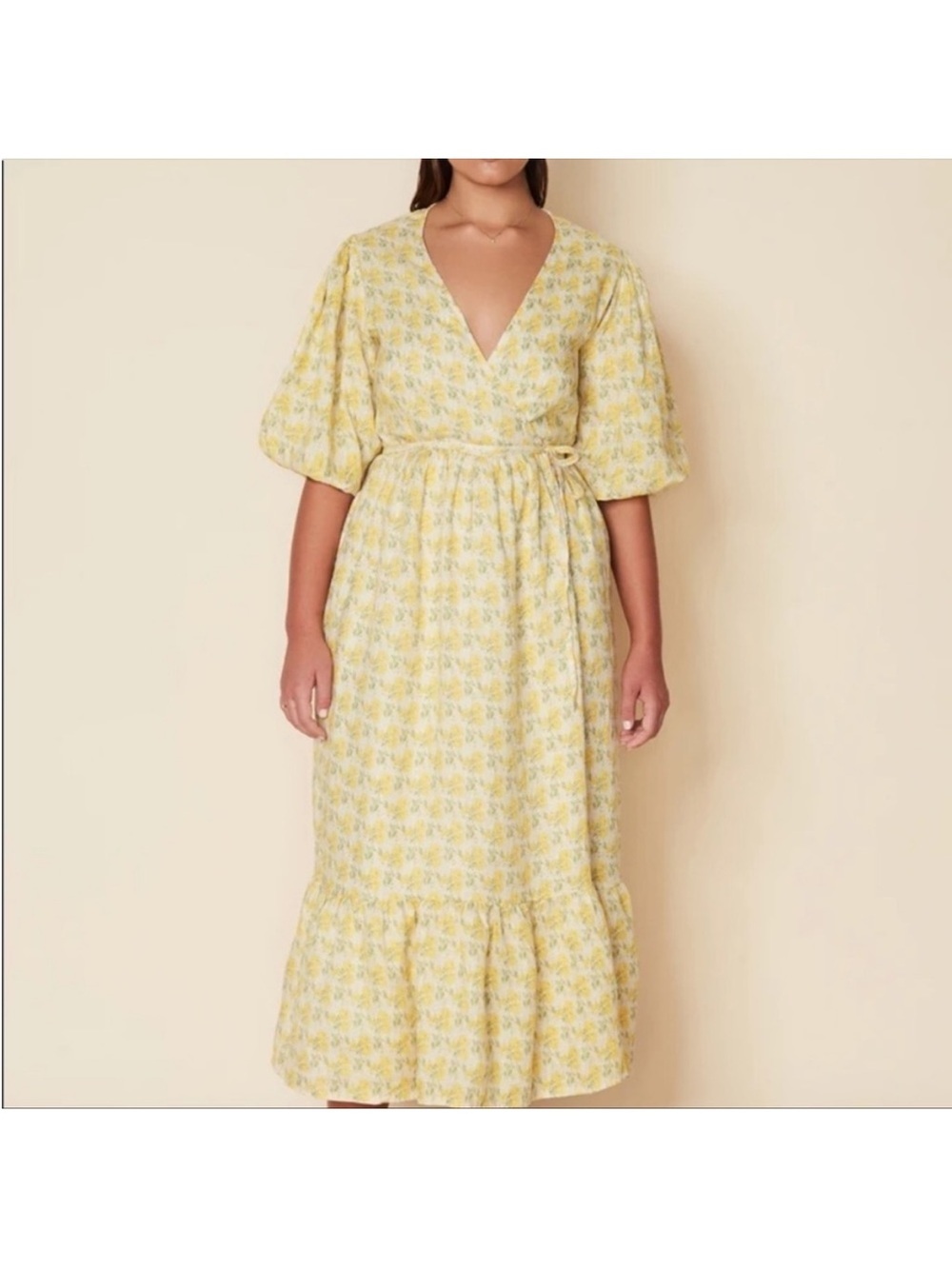 Faithfull the Brand Thulla floral-print linen wrap midi dress - Picture 2 of 6